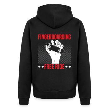Fingerboarding Free Ride Fingerboard Fingerboarder - Unisex Premium Bio Zip Hoodie - Schwarz - Hinten - Nico (187cm)