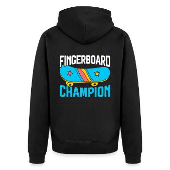 Fingerboard Champion Fingerboarder Fingerboarding - Unisex Premium Bio Zip Hoodie - Schwarz - Hinten - Nico (187cm)