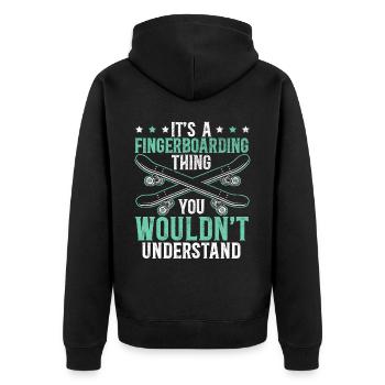 Eine Fingerboarding-Sache, die Sie nicht verstehen würden - Unisex Premium Bio Zip Hoodie - Schwarz - Hinten - Nico (187cm)
