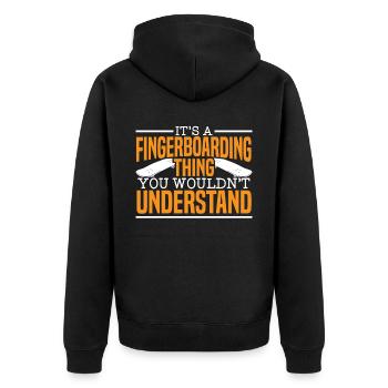 Eine Fingerboarding-Sache, die Sie nicht verstehen würden - Unisex Premium Bio Zip Hoodie - Schwarz - Hinten - Nico (187cm)
