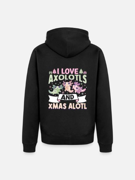Axolotl Christmas - Unisex Premium Organic Zip Hoodie - black