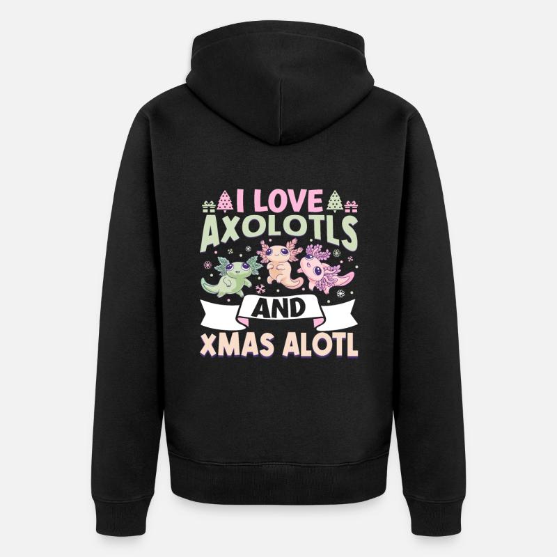 Axolotl Noël - Veste à capuche bio Premium Unisexe - noir