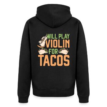 Violin Violinist Taco Will Play - Unisex Premium Bio Zip Hoodie - Schwarz - Hinten - Nico (187cm)