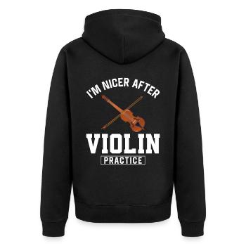 Violin Violinist I'm Nicer After - Unisex Premium Organic Zip Hoodie - black - Back - Nico (187cm)
