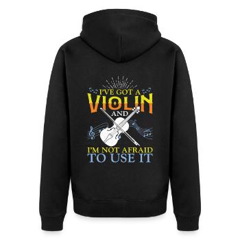 Violin Violinist I've Got A Violin - Unisex Premium Bio Zip Hoodie - Schwarz - Hinten - Nico (187cm)