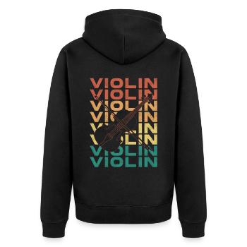 Violin Violinist Retro Vintage - Unisex Premium Organic Zip Hoodie - black - Back - Nico (187cm)