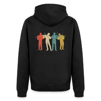 Violin Violinist Retro Vintage - Unisex Premium Organic Zip Hoodie - black - Back - Nico (187cm)