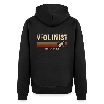 Violin Violinist Retro Vintage - Unisex Premium Bio Zip Hoodie - Schwarz - Hinten - Nico (187cm)