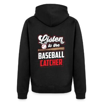 Écouter le receveur de baseball Hobby - Veste à capuche bio Premium Unisexe - noir - Dos - Nico (187cm)