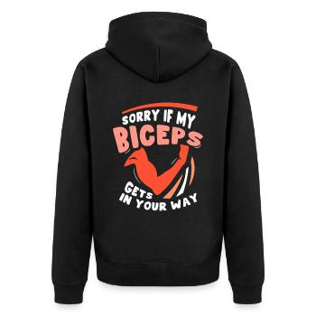 Sorry if my biceps are in your way - Unisex Premium Organic Zip Hoodie - black - Back - Nico (187cm)