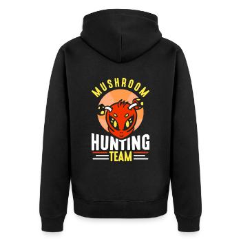 Mushroom pickers Team Mushroom pickers Mushroom pickers - Unisex Premium Organic Zip Hoodie - black - Back - Nico (187cm)