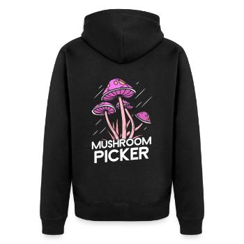 Mushroom pickers Mushroom pickers Mushroom pickers - Unisex Premium Organic Zip Hoodie - black - Back - Nico (187cm)