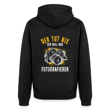 Kamera Fotokamera Spruch Fotografieren Fotograf Ka - Unisex Premium Bio Zip Hoodie - Schwarz - Hinten - Nico (187cm)