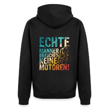 Fahrrad Andi Auto Apruch Geschenk Rad Tour Fahrrad - Unisex Premium Bio Zip Hoodie - Schwarz - Hinten - Nico (187cm)