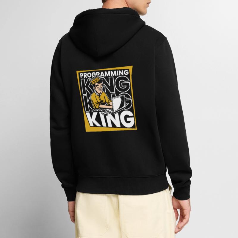Développeur Coder Programmeur King Veste à capuche bio Premium Unisexe