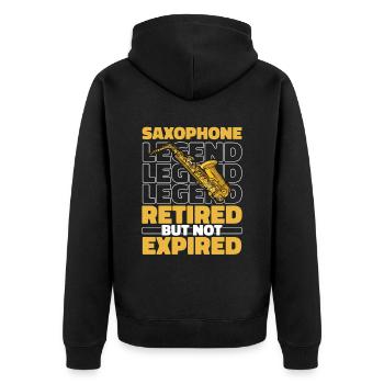 Saxophone Saxophone Retired - Unisex Premium Organic Zip Hoodie - black - Back - Nico (187cm)
