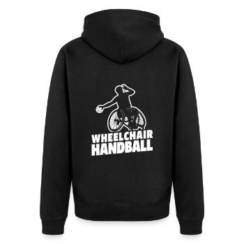 Handball Handballer Rollstuhl - Unisex Premium Bio Zip Hoodie - Schwarz - Hinten - Nico (187cm)