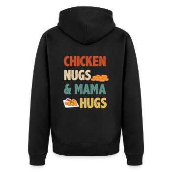 Chicken Nuggets Mama Spruch Mutter - Unisex Premium Bio Zip Hoodie - Schwarz - Hinten - Nico (187cm)