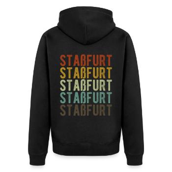 Staßfurt Stadt Retro Vintage - Unisex Premium Bio Zip Hoodie - Schwarz - Hinten - Nico (187cm)