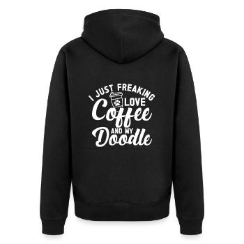Golden Doodle Dog Lovers - Unisex Premium Organic Zip Hoodie - black - Back - Nico (187cm)