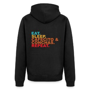 Cafecito Y Chisme Conchas Pan Dulce - Unisex Premium Bio Zip Hoodie - Schwarz - Hinten - Nico (187cm)