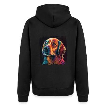 Hunde Spruch Golden Retriever Design - Unisex Premium Bio Zip Hoodie - Schwarz - Hinten - Nico (187cm)