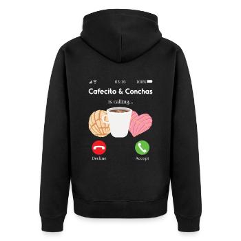 Cafecito Y Chisme Conchas Pan Dulce - Unisex Premium Bio Zip Hoodie - Schwarz - Hinten - Nico (187cm)