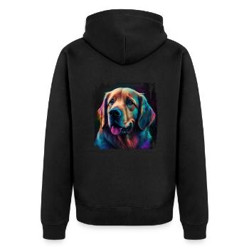Hunde Spruch Golden Retriever Design - Unisex Premium Bio Zip Hoodie - Schwarz - Hinten - Nico (187cm)