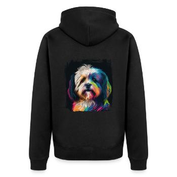Hunde Spruch Havaneser Design für Hundeliebhaber - Unisex Premium Bio Zip Hoodie - Schwarz - Hinten - Nico (187cm)