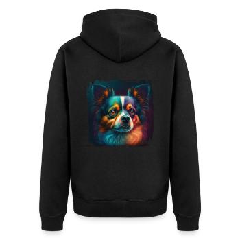 Dog Saying Papillon Design for Dog Lovers - Unisex Premium Organic Zip Hoodie - black - Back - Nico (187cm)
