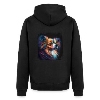 Dog Saying Papillon Design for Dog Lovers - Unisex Premium Organic Zip Hoodie - black - Back - Nico (187cm)