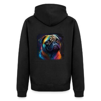 Hunde Spruch Mops Design für Hundeliebhaber - Unisex Premium Bio Zip Hoodie - Schwarz - Hinten - Nico (187cm)