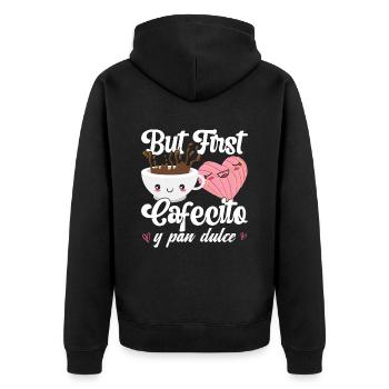 Cafecito Y Chisme Conchas Pan Dulce - Unisex Premium Bio Zip Hoodie - Schwarz - Hinten - Nico (187cm)