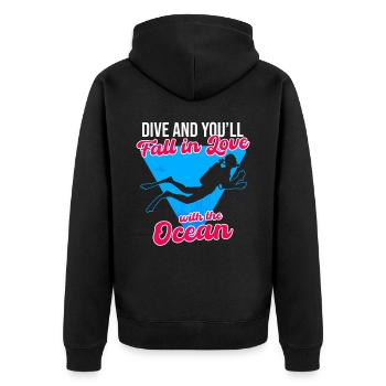 Dive And You ll Fall In Love With The Ocean - Unisex Premium Organic Zip Hoodie - black - Back - Nico (187cm)