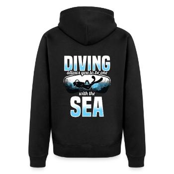 Diving Allows You To Be One With The Sea - Unisex Premium Organic Zip Hoodie - black - Back - Nico (187cm)