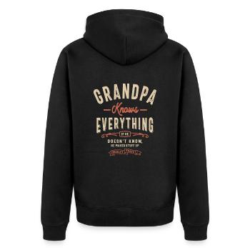 Grandpa Knows Everything Funny - Unisex Premium Organic Zip Hoodie - black - Back - Nico (187cm)