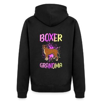 Boxer Grand-mère | Cadeau de chien boxeur allemand - Veste à capuche bio Premium Unisexe - noir - Dos - Nico (187cm)