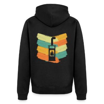 Woodburning stove fireplace retro stove - Unisex Premium Organic Zip Hoodie - black - Back - Nico (187cm)