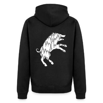 Jägerin Keiler Jagd Wildschwein Jäger - Unisex Premium Bio Zip Hoodie - Schwarz - Hinten - Nico (187cm)