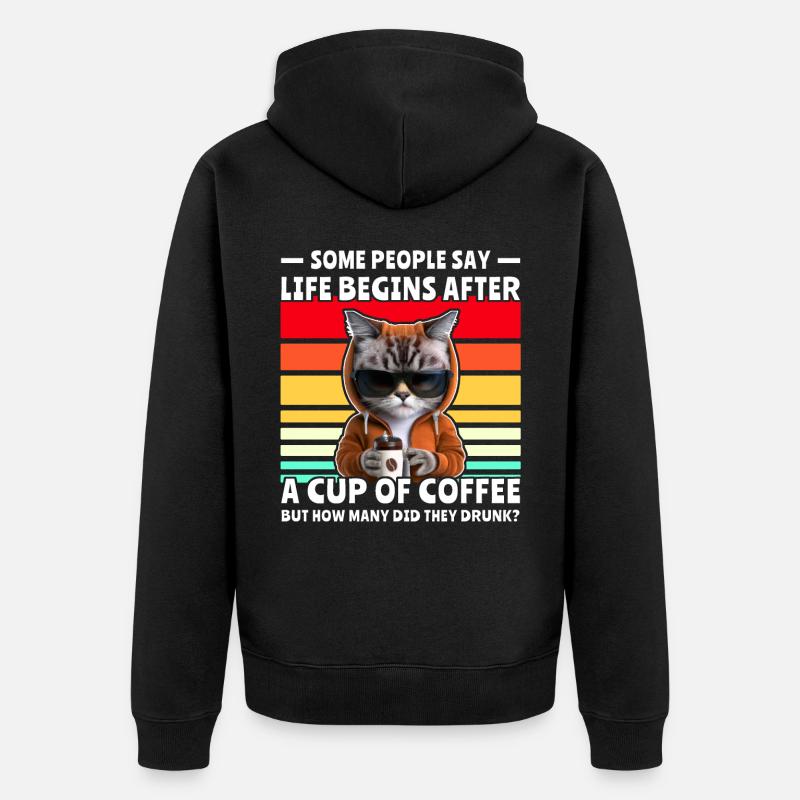 Café Retro Cat - Veste à capuche bio Premium Unisexe - noir