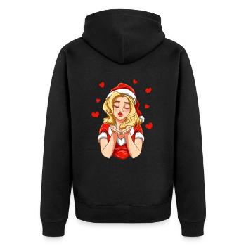 Weihnachten Küsse für Männer und Frauen - Unisex Premium Bio Zip Hoodie - Schwarz - Hinten - Nico (187cm)