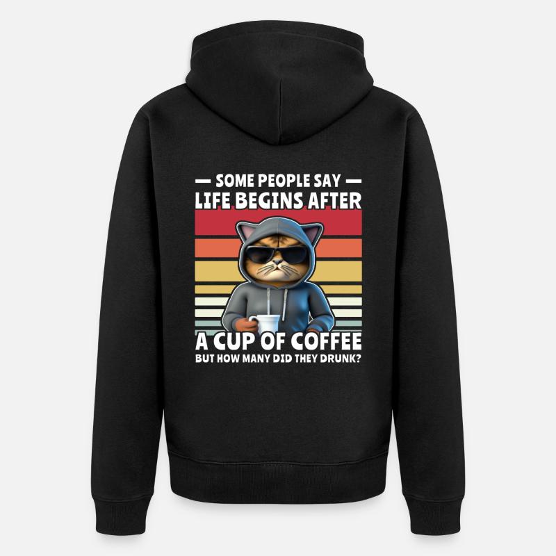Café Retro Cat - Veste à capuche bio Premium Unisexe - noir