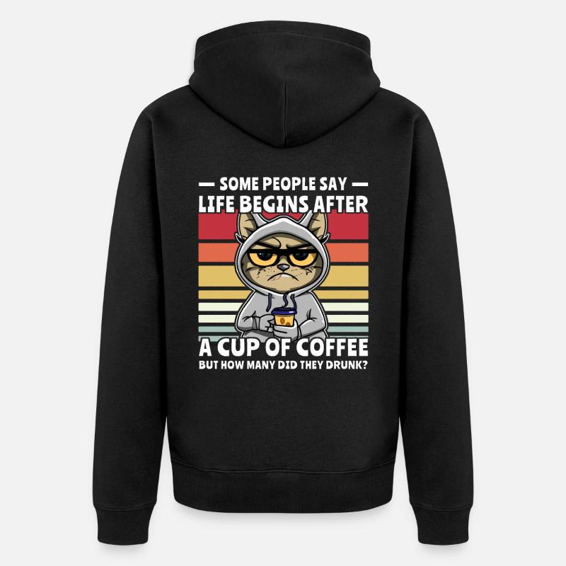 Café Retro Cat - Veste à capuche bio Premium Unisexe - noir