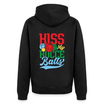Petanque Petanque Boccia Bocce Boule für einen - Unisex Premium Bio Zip Hoodie - Schwarz - Hinten - Nico (187cm)