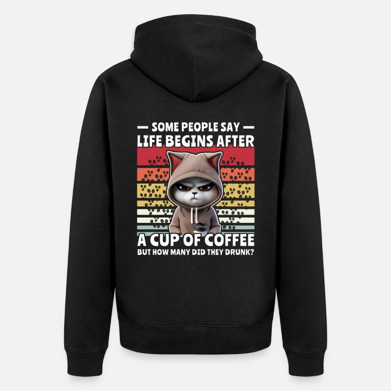 Café Retro Cat - Veste à capuche bio Premium Unisexe - noir