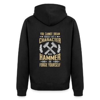 Forging You Cannot Dream Iron Worker Blacksmiths - Unisex Premium Bio Zip Hoodie - Schwarz - Hinten - Nico (187cm)