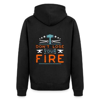 Forging Don't Lose Your Fire Goldsmith Blacksmiths - Unisex Premium Organic Zip Hoodie - black - Back - Nico (187cm)