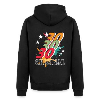 30 Jahre alt, Geburtsspruch - Unisex Premium Bio Zip Hoodie - Schwarz - Hinten - Nico (187cm)
