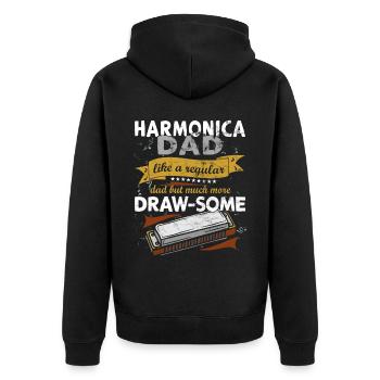 Drôle d’instrument d’harmonica vintage - Veste à capuche bio Premium Unisexe - noir - Dos - Nico (187cm)