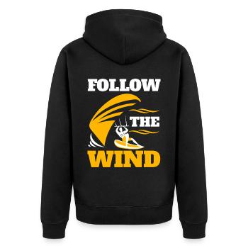 Follow The Wind Kiteboarding Kitesurfing - Unisex Premium Organic Zip Hoodie - black - Back - Nico (187cm)